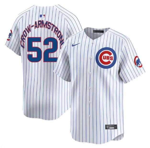 Men%27s Chicago Cubs #52 Pete Crow-Armstrong White Home Limited Stitched Jersey Dzhi->los angeles dodgers->MLB Jersey